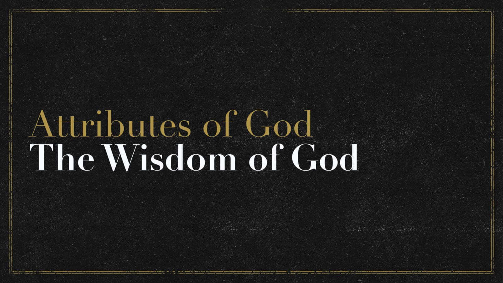 The Wisdom of God